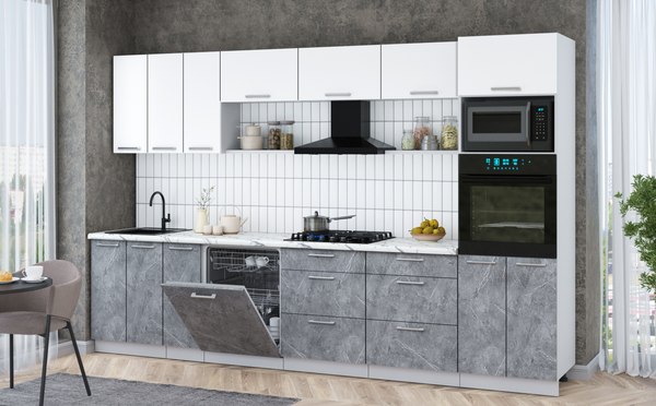 Кухонный гарнитур Интерлиния Мила Gloss 3.3-ПМ1-2