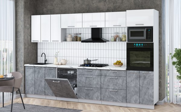 Кухонный гарнитур Интерлиния Мила Gloss 3.3-ПМ1-2