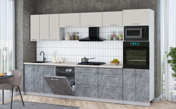 Кухонный гарнитур Интерлиния Мила Gloss 3.3-ПМ1-2