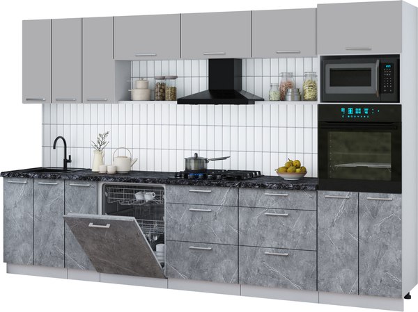 Кухонный гарнитур Интерлиния Мила Gloss 3.3-ПМ1-2 - фото