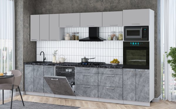 Кухонный гарнитур Интерлиния Мила Gloss 3.3-ПМ1-2