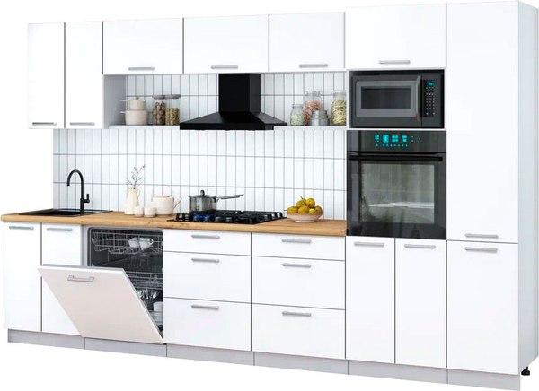 Кухонный гарнитур Интерлиния Мила Gloss 3.4-ПМ1 - фото