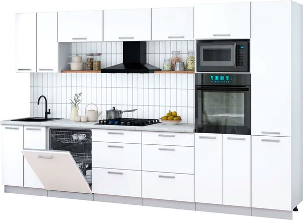 Кухонный гарнитур Интерлиния Мила Gloss 3.4-ПМ1 - фото