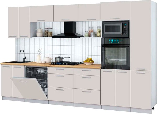 Кухонный гарнитур Интерлиния Мила Gloss 3.4-ПМ1 - фото