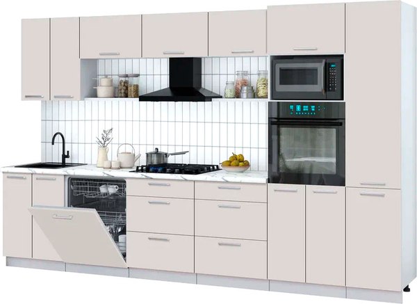 Кухонный гарнитур Интерлиния Мила Gloss 3.4-ПМ1 - фото