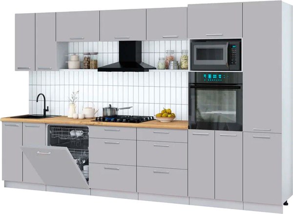Кухонный гарнитур Интерлиния Мила Gloss 3.4-ПМ1 - фото