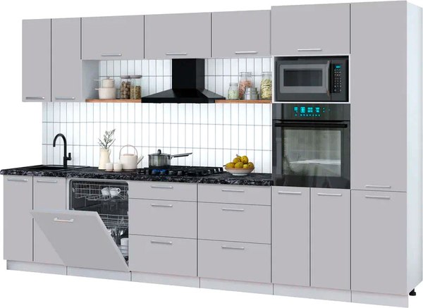 Кухонный гарнитур Интерлиния Мила Gloss 3.4-ПМ1 - фото