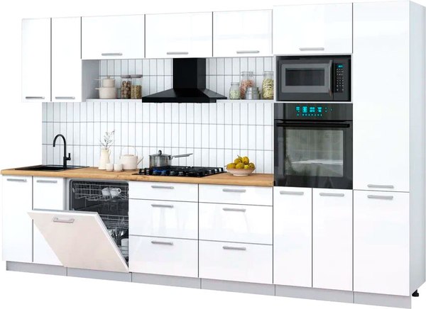 Кухонный гарнитур Интерлиния Мила Gloss 3.4-ПМ1 - фото