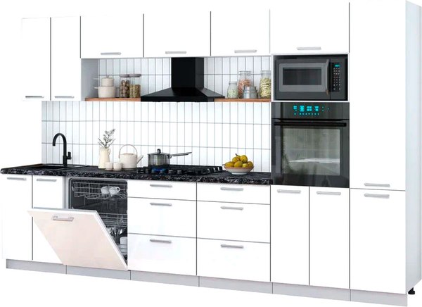 Кухонный гарнитур Интерлиния Мила Gloss 3.4-ПМ1 - фото