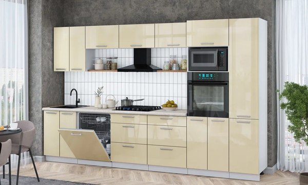 Кухонный гарнитур Интерлиния Мила Gloss 3.4-ПМ1