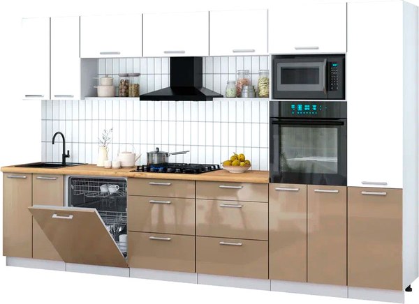 Кухонный гарнитур Интерлиния Мила Gloss 3.4-ПМ1 - фото
