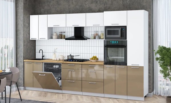 Кухонный гарнитур Интерлиния Мила Gloss 3.4-ПМ1