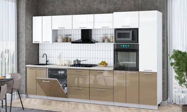 Кухонный гарнитур Интерлиния Мила Gloss 3.4-ПМ1