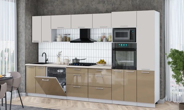 Кухонный гарнитур Интерлиния Мила Gloss 3.4-ПМ1