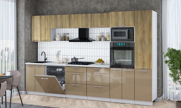 Кухонный гарнитур Интерлиния Мила Gloss 3.4-ПМ1