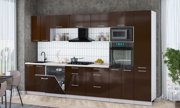 Кухонный гарнитур Интерлиния Мила Gloss 3.4-ПМ1