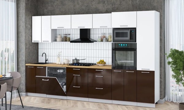 Кухонный гарнитур Интерлиния Мила Gloss 3.4-ПМ1