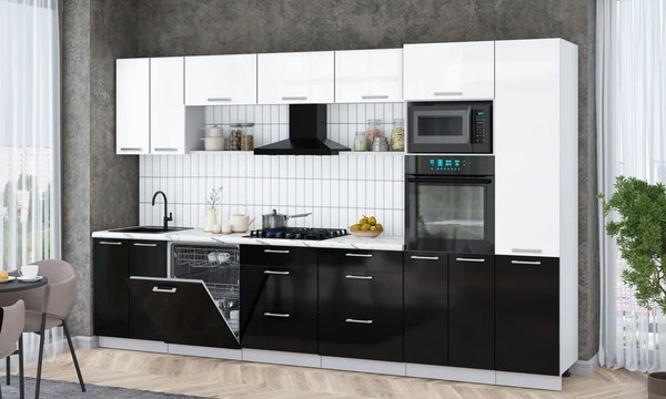 Кухонный гарнитур Интерлиния Мила Gloss 3.4-ПМ1