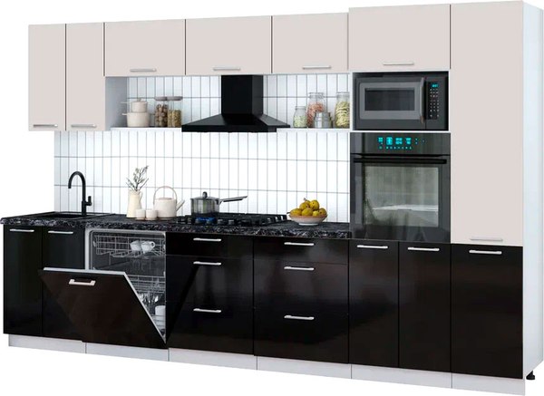 Кухонный гарнитур Интерлиния Мила Gloss 3.4-ПМ1 - фото