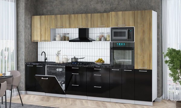 Кухонный гарнитур Интерлиния Мила Gloss 3.4-ПМ1