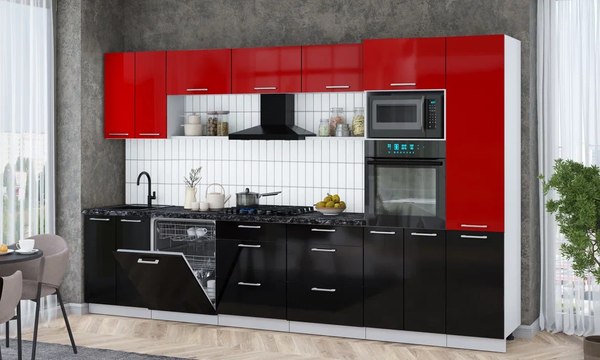 Кухонный гарнитур Интерлиния Мила Gloss 3.4-ПМ1