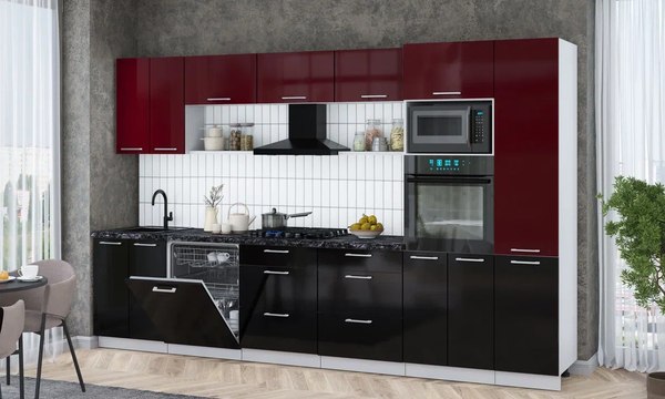 Кухонный гарнитур Интерлиния Мила Gloss 3.4-ПМ1