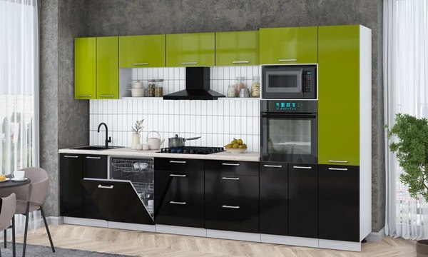 Кухонный гарнитур Интерлиния Мила Gloss 3.4-ПМ1