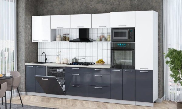 Кухонный гарнитур Интерлиния Мила Gloss 3.4-ПМ1