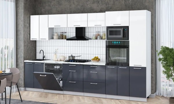 Кухонный гарнитур Интерлиния Мила Gloss 3.4-ПМ1