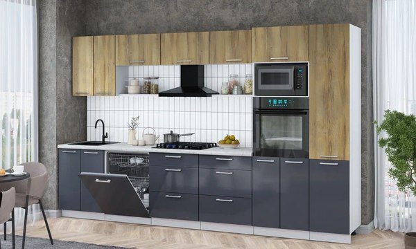 Кухонный гарнитур Интерлиния Мила Gloss 3.4-ПМ1