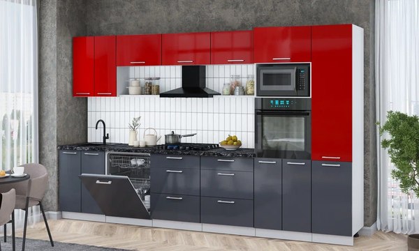 Кухонный гарнитур Интерлиния Мила Gloss 3.4-ПМ1