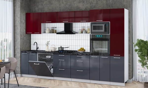 Кухонный гарнитур Интерлиния Мила Gloss 3.4-ПМ1