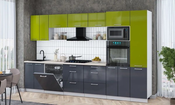 Кухонный гарнитур Интерлиния Мила Gloss 3.4-ПМ1