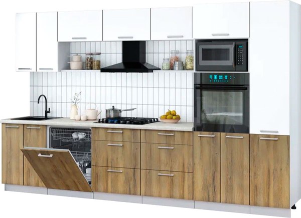 Кухонный гарнитур Интерлиния Мила Gloss 3.4-ПМ1 - фото