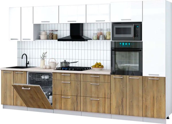 Кухонный гарнитур Интерлиния Мила Gloss 3.4-ПМ1 - фото