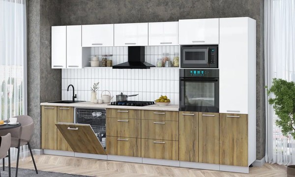 Кухонный гарнитур Интерлиния Мила Gloss 3.4-ПМ1