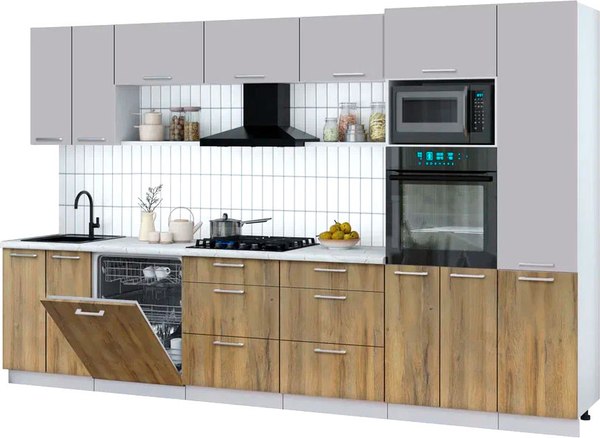 Кухонный гарнитур Интерлиния Мила Gloss 3.4-ПМ1 - фото