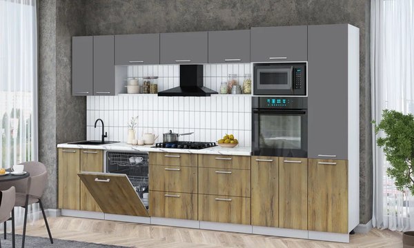 Кухонный гарнитур Интерлиния Мила Gloss 3.4-ПМ1