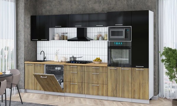 Кухонный гарнитур Интерлиния Мила Gloss 3.4-ПМ1