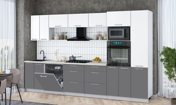 Кухонный гарнитур Интерлиния Мила Gloss 3.4-ПМ1