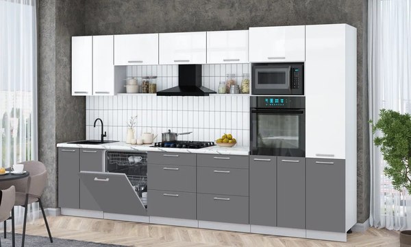 Кухонный гарнитур Интерлиния Мила Gloss 3.4-ПМ1