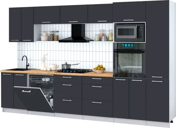 Кухонный гарнитур Интерлиния Мила Gloss 3.4-ПМ1 - фото