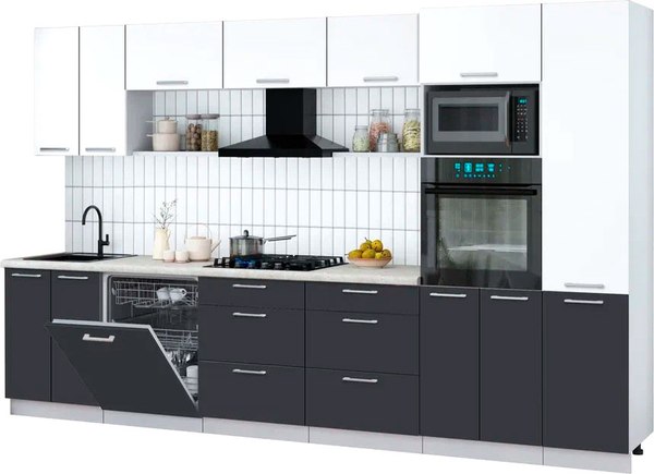 Кухонный гарнитур Интерлиния Мила Gloss 3.4-ПМ1 - фото