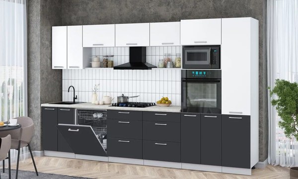 Кухонный гарнитур Интерлиния Мила Gloss 3.4-ПМ1