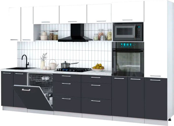 Кухонный гарнитур Интерлиния Мила Gloss 3.4-ПМ1 - фото