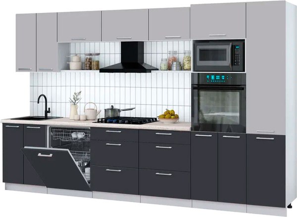 Кухонный гарнитур Интерлиния Мила Gloss 3.4-ПМ1 - фото