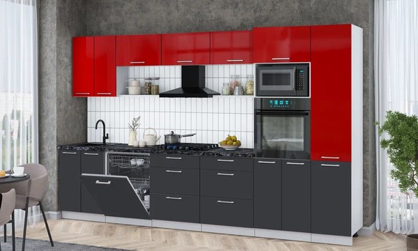 Кухонный гарнитур Интерлиния Мила Gloss 3.4-ПМ1