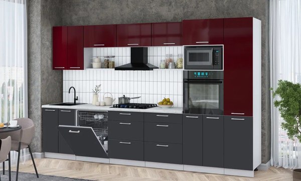 Кухонный гарнитур Интерлиния Мила Gloss 3.4-ПМ1