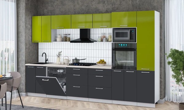 Кухонный гарнитур Интерлиния Мила Gloss 3.4-ПМ1