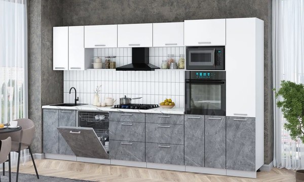 Кухонный гарнитур Интерлиния Мила Gloss 3.4-ПМ1